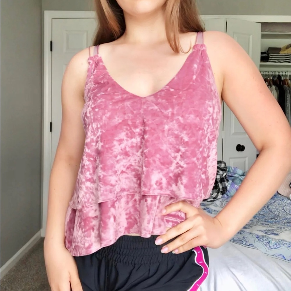 NWOT express pink velvet crop top tank